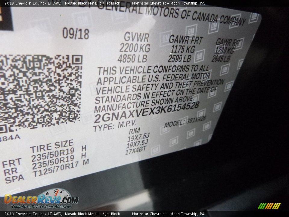 2019 Chevrolet Equinox LT AWD Mosaic Black Metallic / Jet Black Photo #15