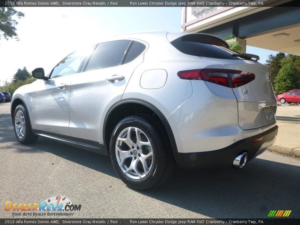 2019 Alfa Romeo Stelvio AWD Silverstone Gray Metallic / Red Photo #6