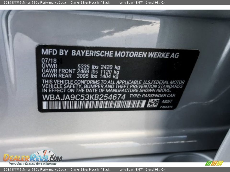 2019 BMW 5 Series 530e iPerformance Sedan Glacier Silver Metallic / Black Photo #10