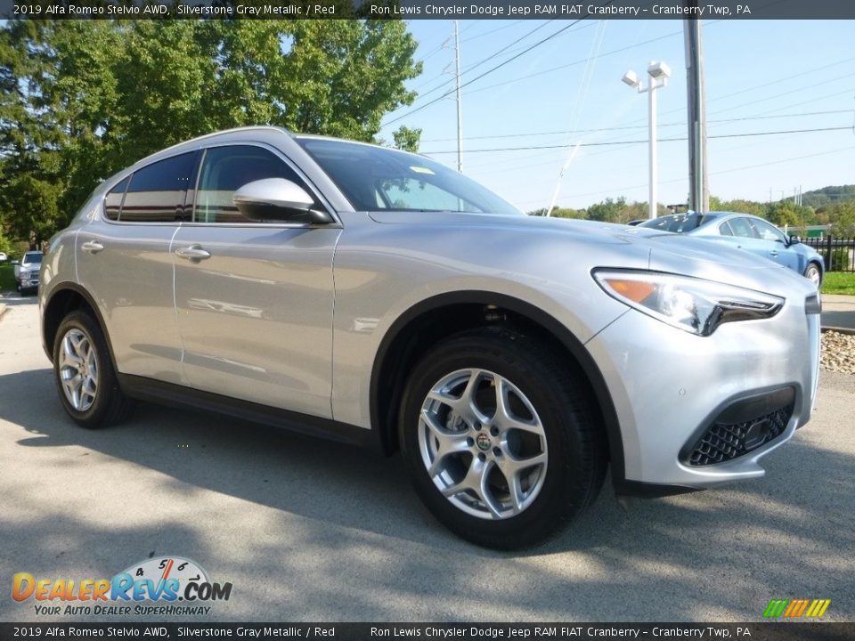 2019 Alfa Romeo Stelvio AWD Silverstone Gray Metallic / Red Photo #12