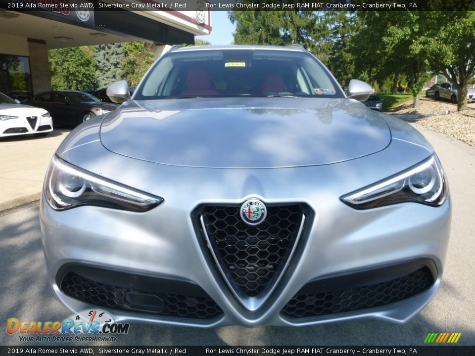 2019 Alfa Romeo Stelvio AWD Silverstone Gray Metallic / Red Photo #13