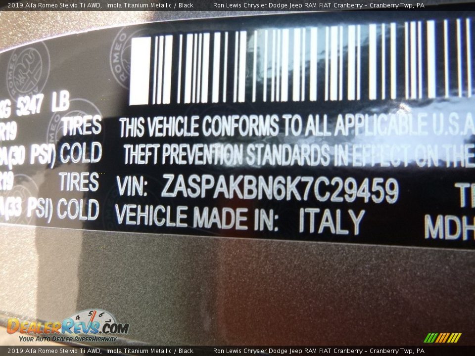 2019 Alfa Romeo Stelvio Ti AWD Imola Titanium Metallic / Black Photo #21