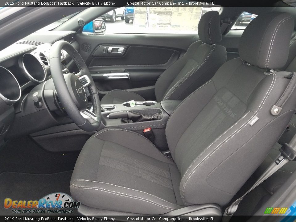 Ebony Interior - 2019 Ford Mustang EcoBoost Fastback Photo #9