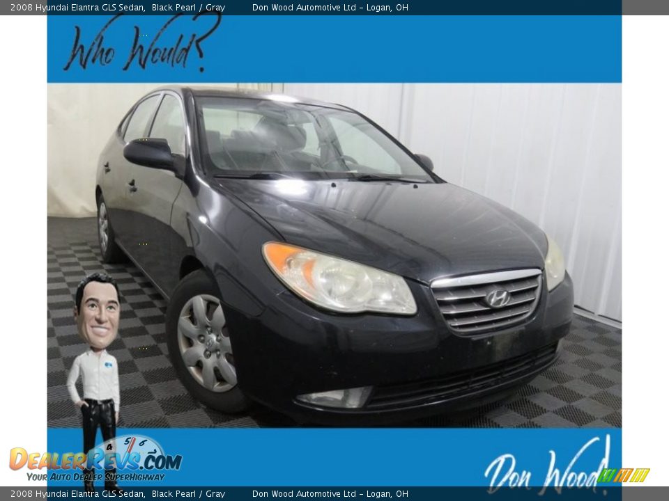 2008 Hyundai Elantra GLS Sedan Black Pearl / Gray Photo #1