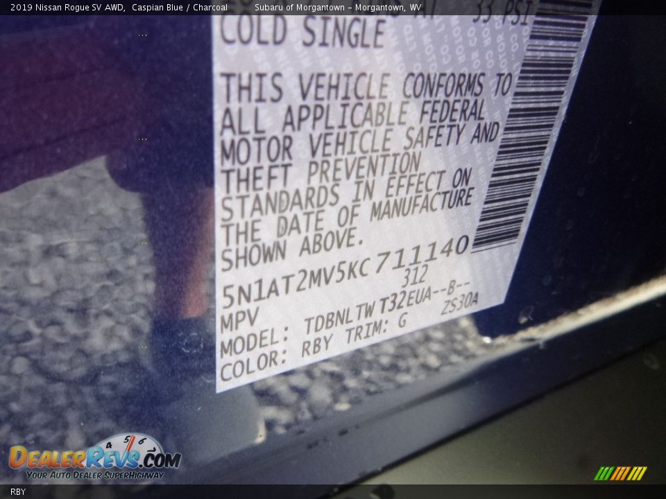 Nissan Color Code RBY Caspian Blue