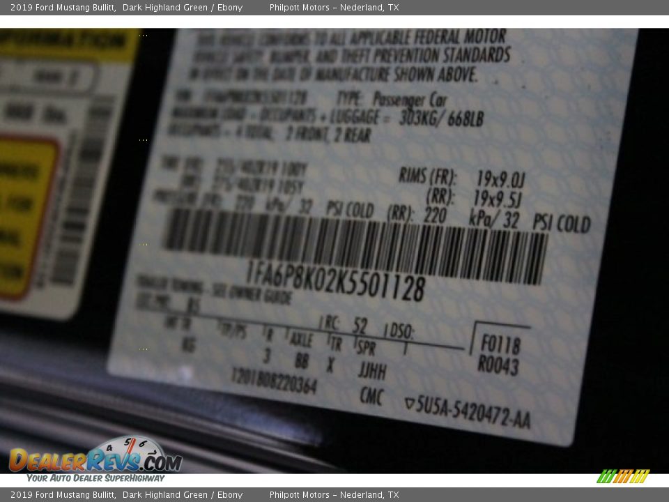 2019 Ford Mustang Bullitt Dark Highland Green / Ebony Photo #33