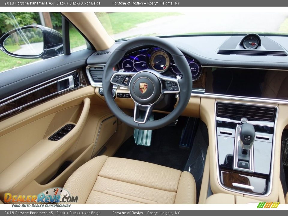 2018 Porsche Panamera 4S Black / Black/Luxor Beige Photo #13