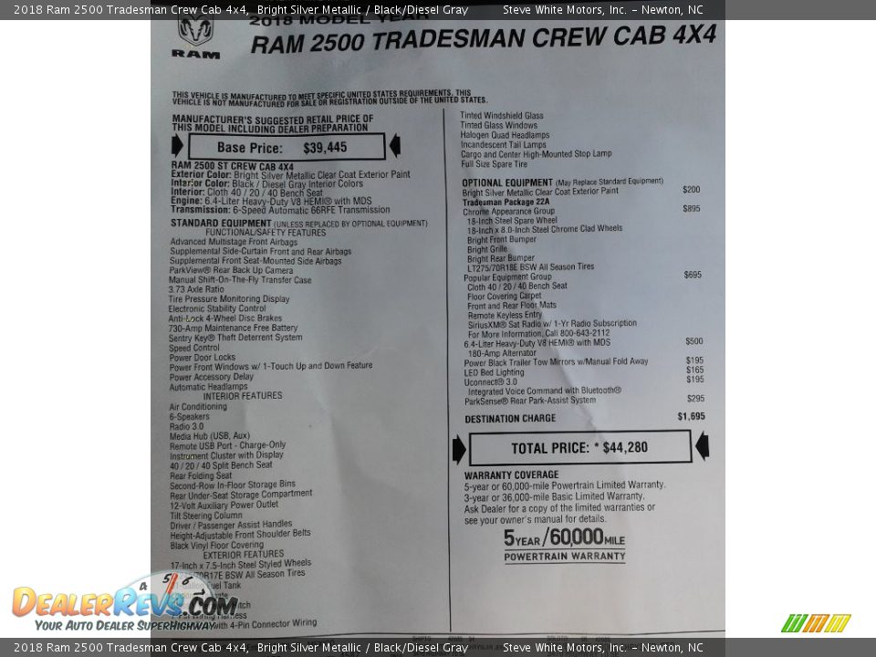 2018 Ram 2500 Tradesman Crew Cab 4x4 Bright Silver Metallic / Black/Diesel Gray Photo #28