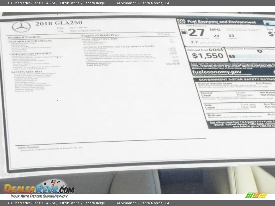 2018 Mercedes-Benz GLA 250 Cirrus White / Sahara Beige Photo #11