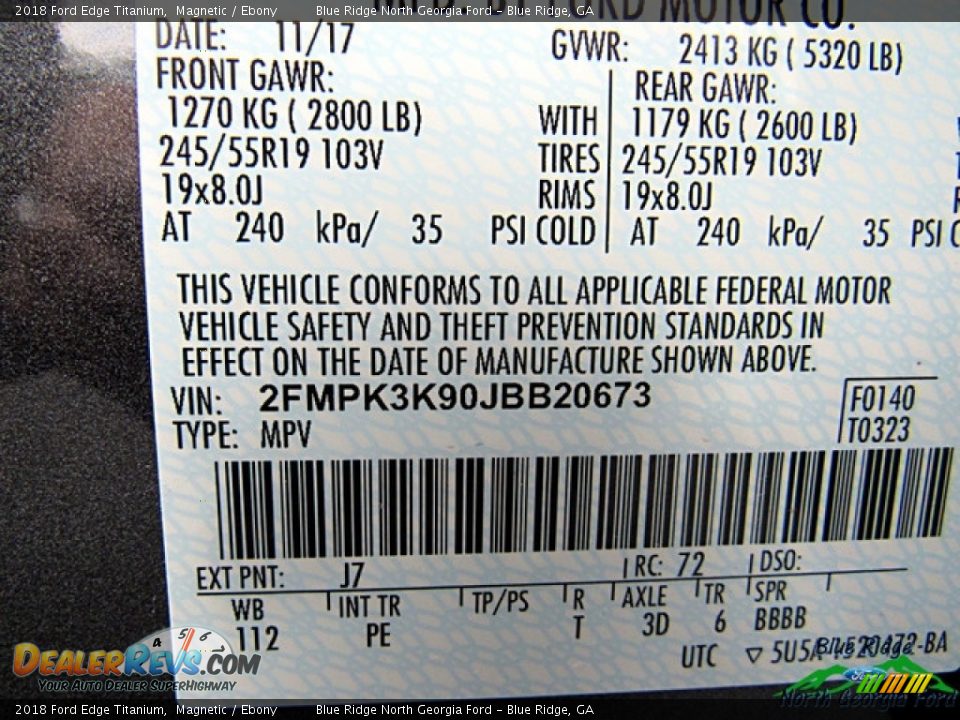 2018 Ford Edge Titanium Magnetic / Ebony Photo #28