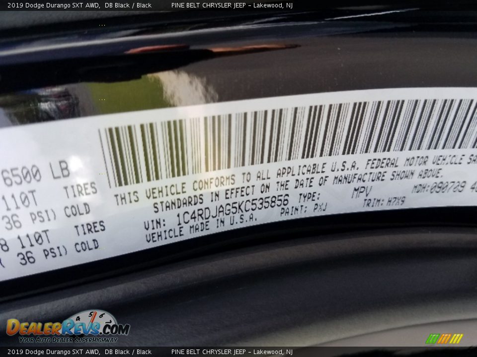 2019 Dodge Durango SXT AWD DB Black / Black Photo #9