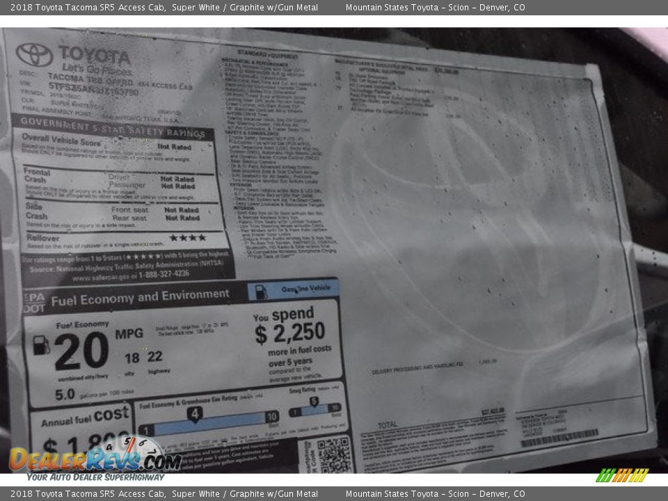 2018 Toyota Tacoma SR5 Access Cab Super White / Graphite w/Gun Metal Photo #36
