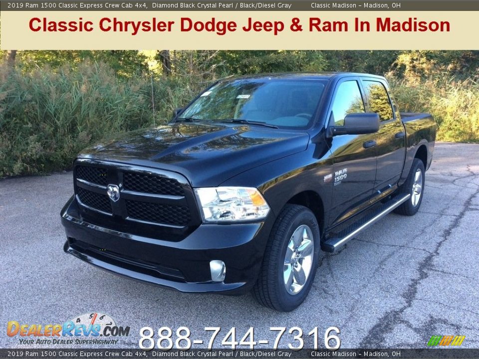 2019 Ram 1500 Classic Express Crew Cab 4x4 Diamond Black Crystal Pearl / Black/Diesel Gray Photo #1