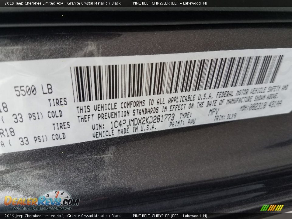 2019 Jeep Cherokee Limited 4x4 Granite Crystal Metallic / Black Photo #9