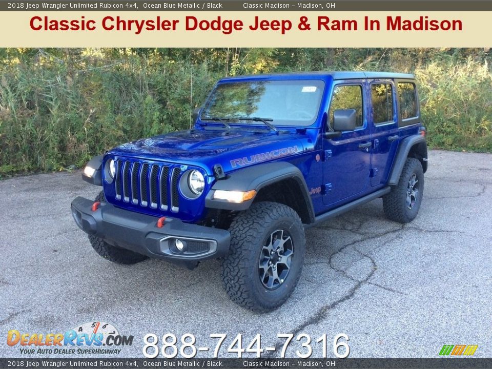 2018 Jeep Wrangler Unlimited Rubicon 4x4 Ocean Blue Metallic / Black Photo #1