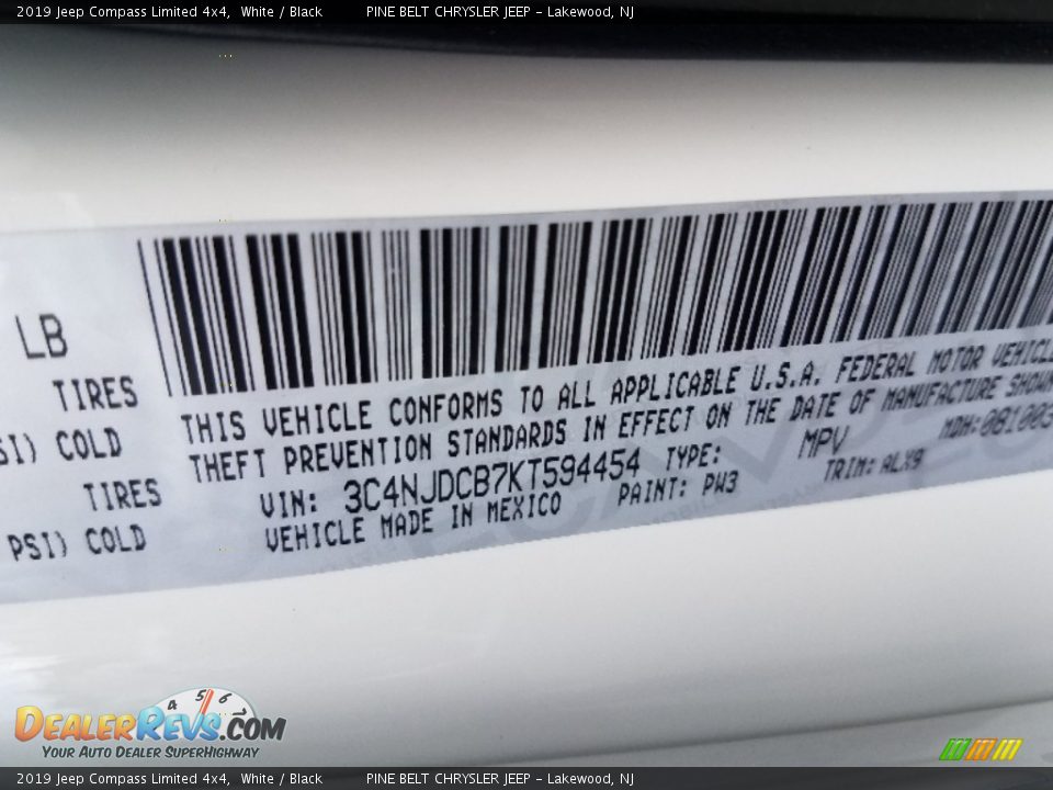 2019 Jeep Compass Limited 4x4 White / Black Photo #9