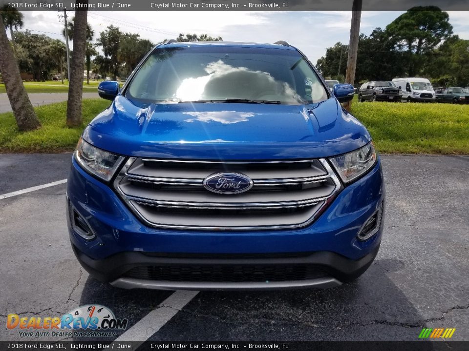 2018 Ford Edge SEL Lightning Blue / Dune Photo #7