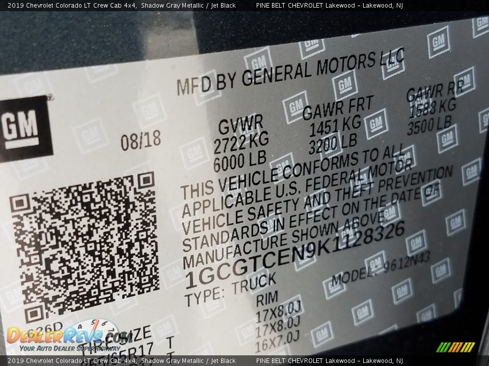 2019 Chevrolet Colorado LT Crew Cab 4x4 Shadow Gray Metallic / Jet Black Photo #9