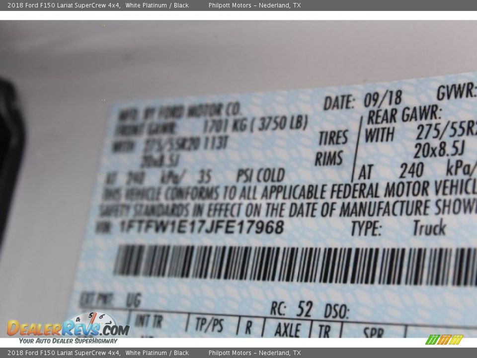 2018 Ford F150 Lariat SuperCrew 4x4 White Platinum / Black Photo #36