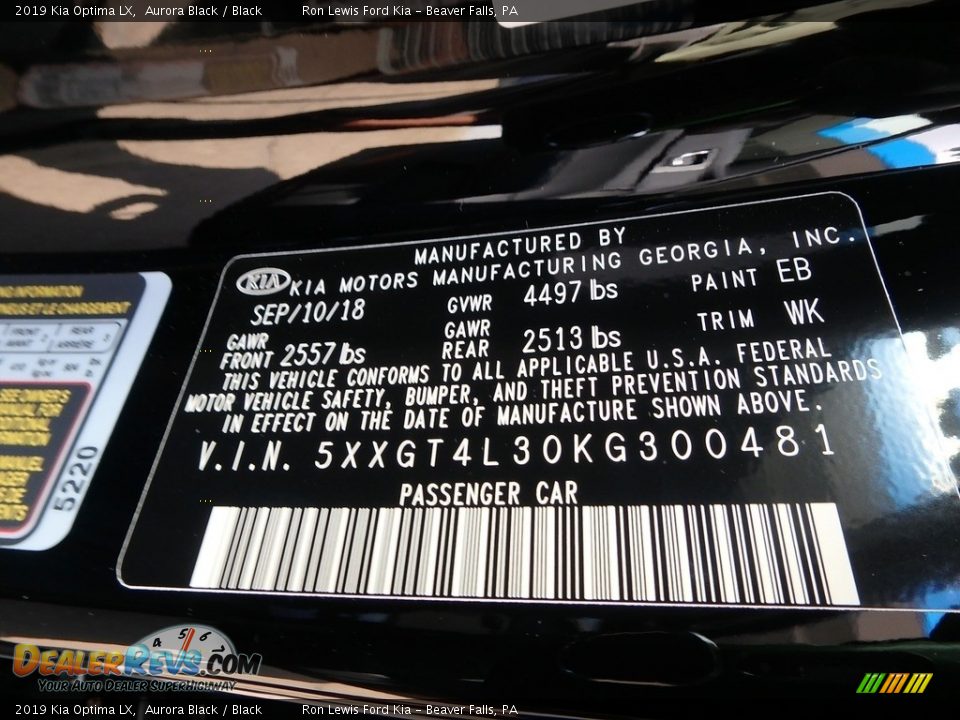 2019 Kia Optima LX Aurora Black / Black Photo #14