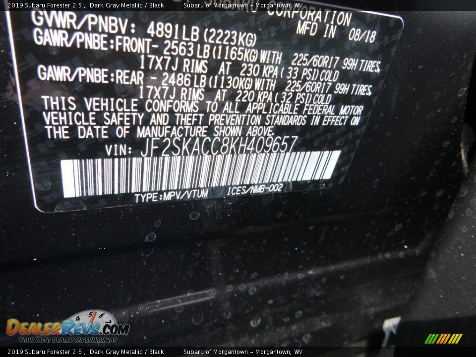 2019 Subaru Forester 2.5i Dark Gray Metallic / Black Photo #15