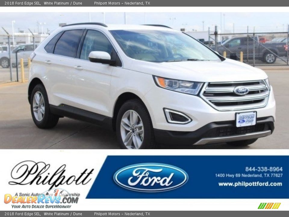 2018 Ford Edge SEL White Platinum / Dune Photo #1