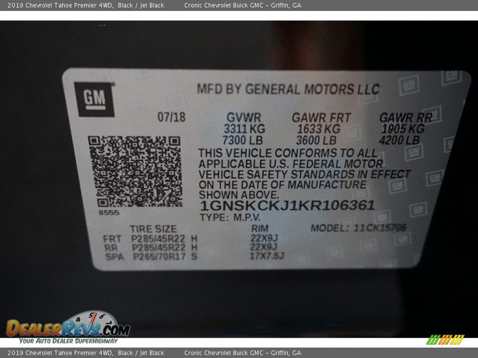 2019 Chevrolet Tahoe Premier 4WD Black / Jet Black Photo #15