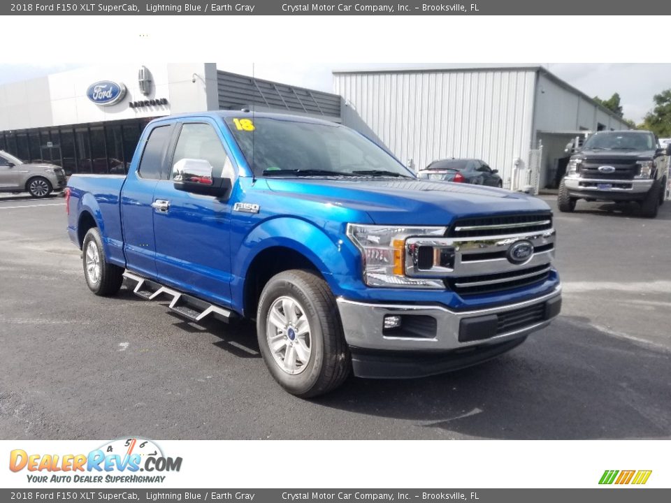 2018 Ford F150 XLT SuperCab Lightning Blue / Earth Gray Photo #7