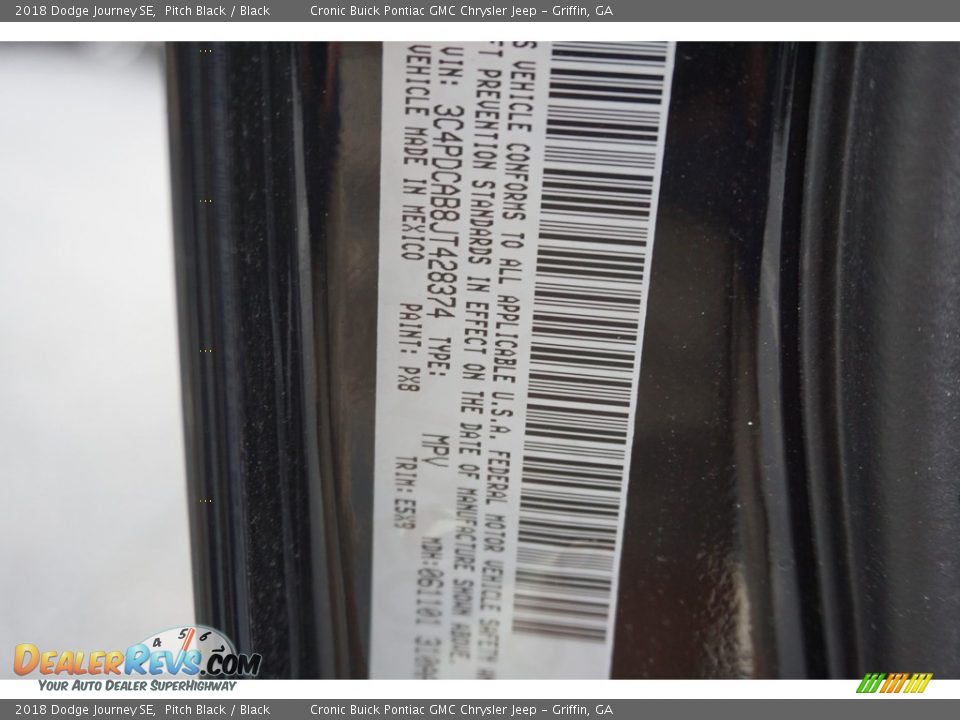 2018 Dodge Journey SE Pitch Black / Black Photo #14