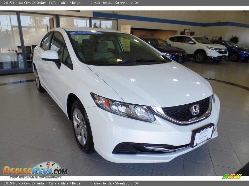 2015 Honda Civic LX Sedan Taffeta White / Beige Photo #6