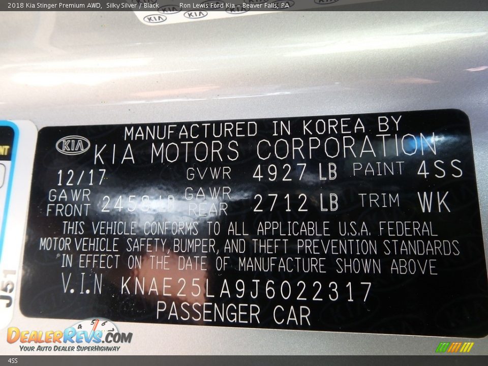 Kia Color Code 4SS Silky Silver