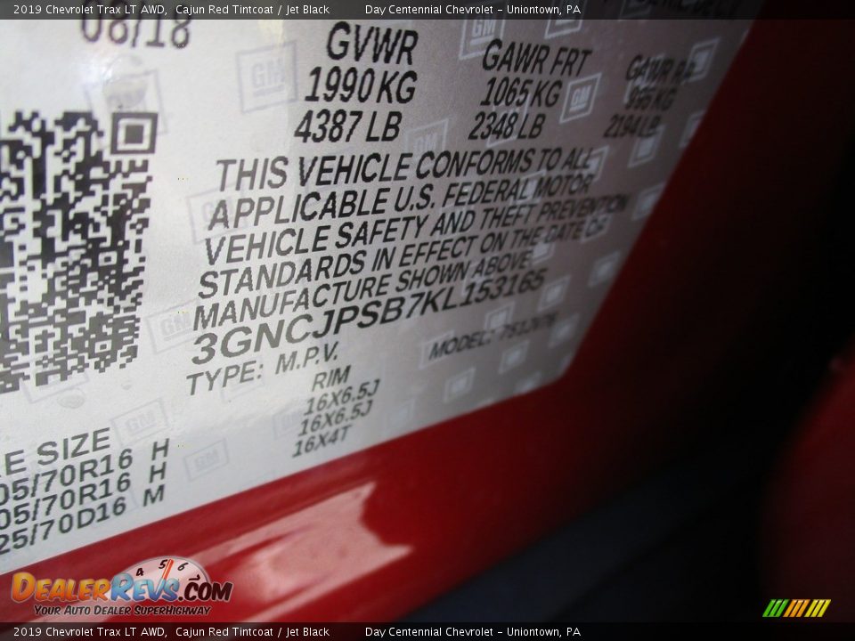 2019 Chevrolet Trax LT AWD Cajun Red Tintcoat / Jet Black Photo #14