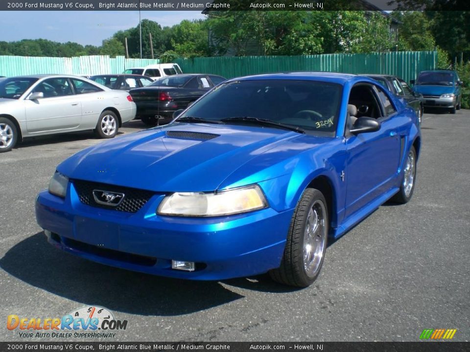 2000 Ford Mustang V6 Coupe Bright Atlantic Blue Metallic / Medium Graphite Photo #3