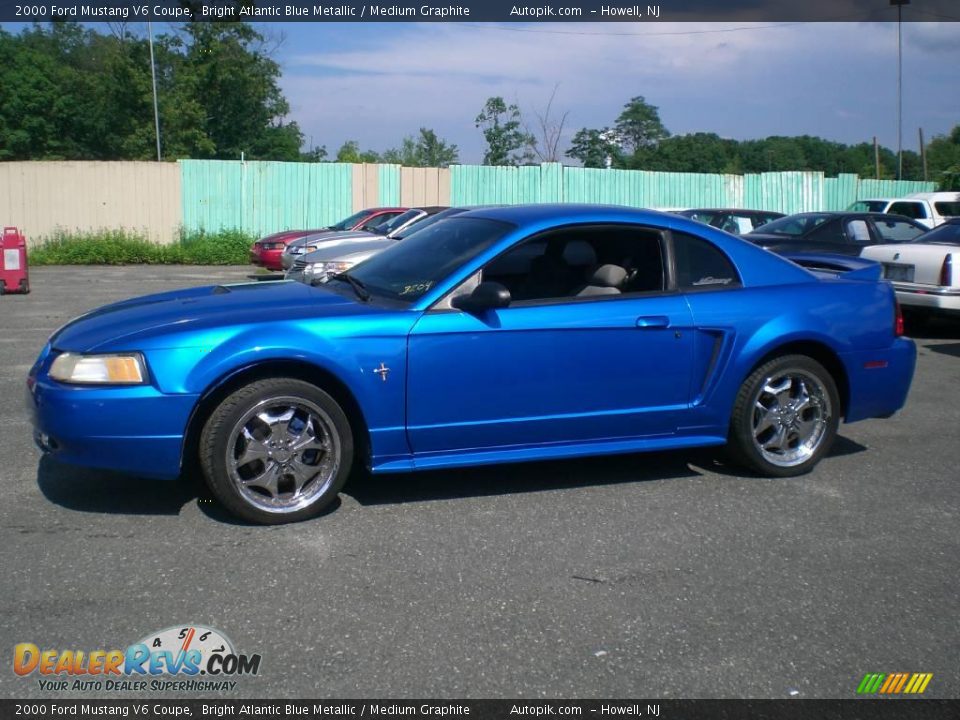 2000 Ford Mustang V6 Coupe Bright Atlantic Blue Metallic / Medium Graphite Photo #4