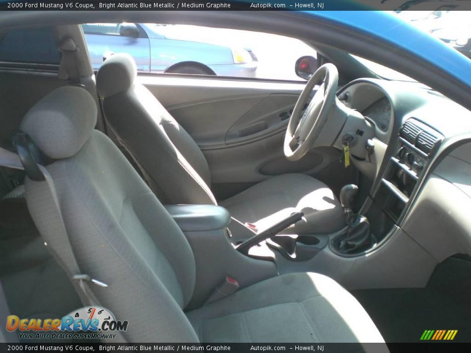 2000 Ford Mustang V6 Coupe Bright Atlantic Blue Metallic / Medium Graphite Photo #12