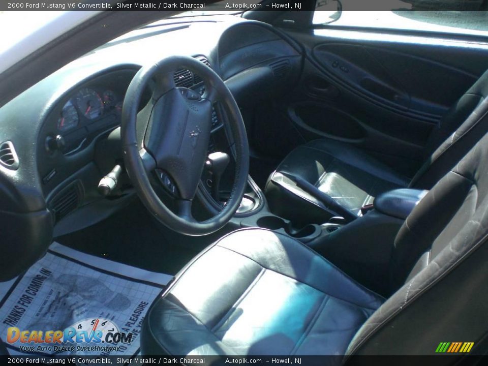 2000 Ford Mustang V6 Convertible Silver Metallic / Dark Charcoal Photo #17