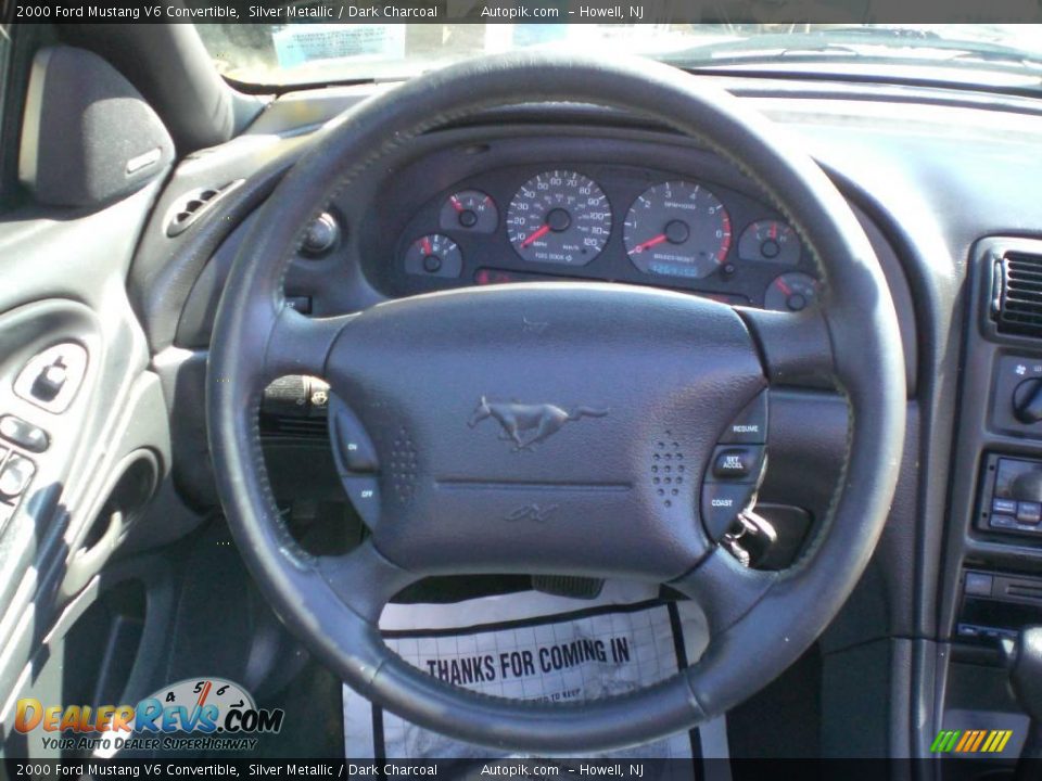 2000 Ford Mustang V6 Convertible Silver Metallic / Dark Charcoal Photo #23