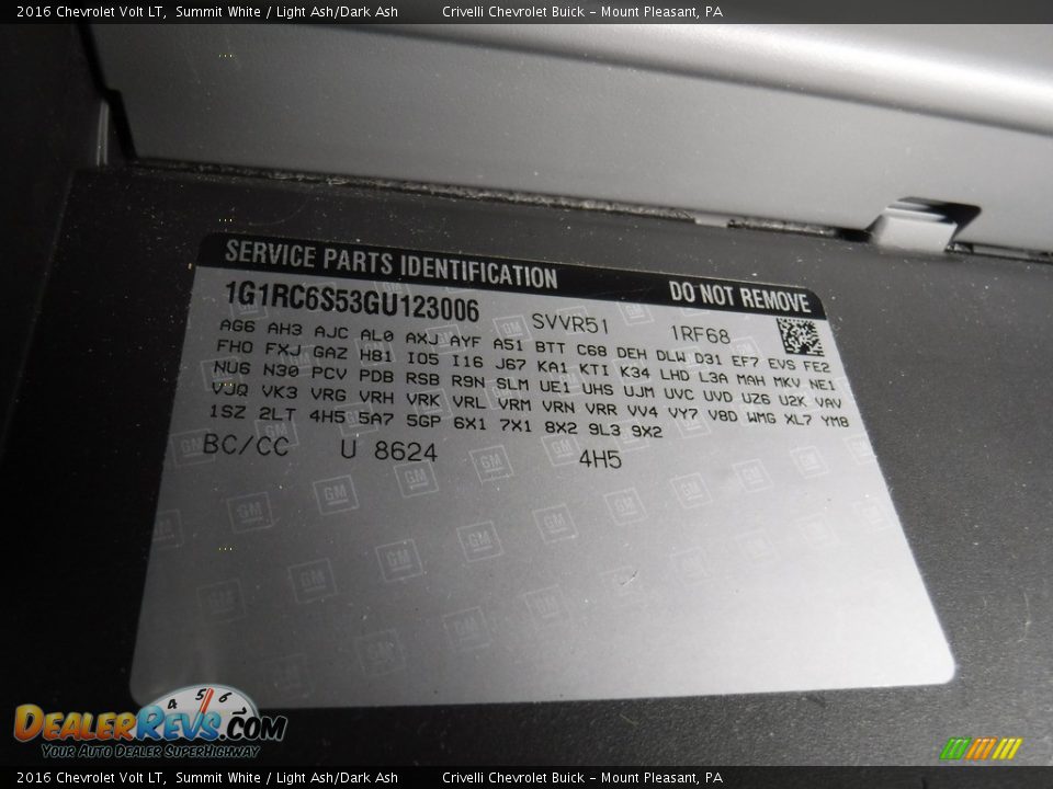 2016 Chevrolet Volt LT Summit White / Light Ash/Dark Ash Photo #34