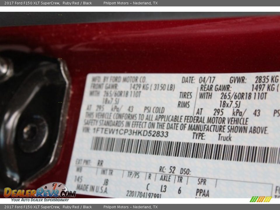 2017 Ford F150 XLT SuperCrew Ruby Red / Black Photo #36