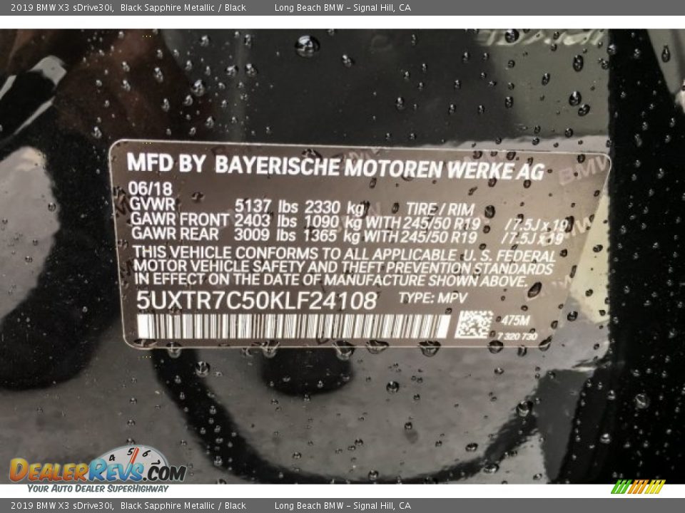 2019 BMW X3 sDrive30i Black Sapphire Metallic / Black Photo #11