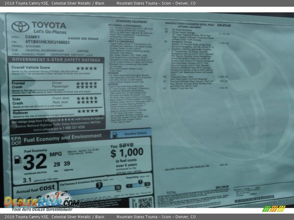 2019 Toyota Camry XSE Celestial Silver Metallic / Black Photo #36