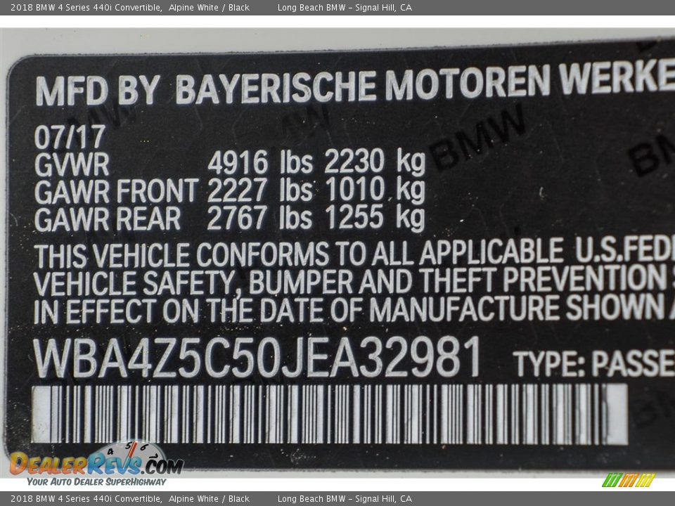 2018 BMW 4 Series 440i Convertible Alpine White / Black Photo #11