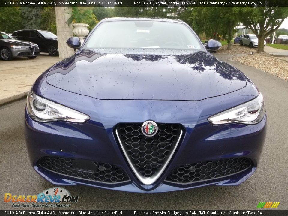 2019 Alfa Romeo Giulia AWD Montecarlo Blue Metallic / Black/Red Photo #12