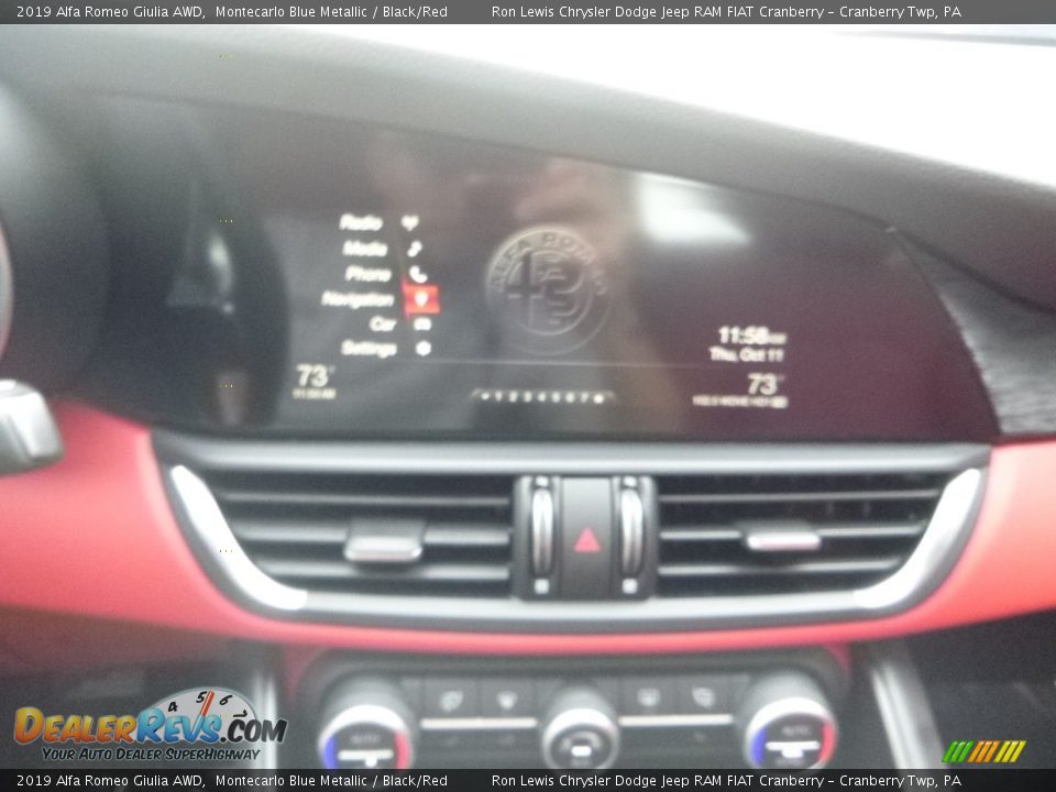 2019 Alfa Romeo Giulia AWD Montecarlo Blue Metallic / Black/Red Photo #23