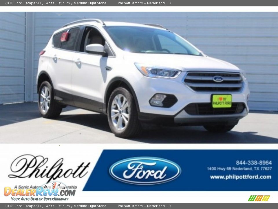 2018 Ford Escape SEL White Platinum / Medium Light Stone Photo #1
