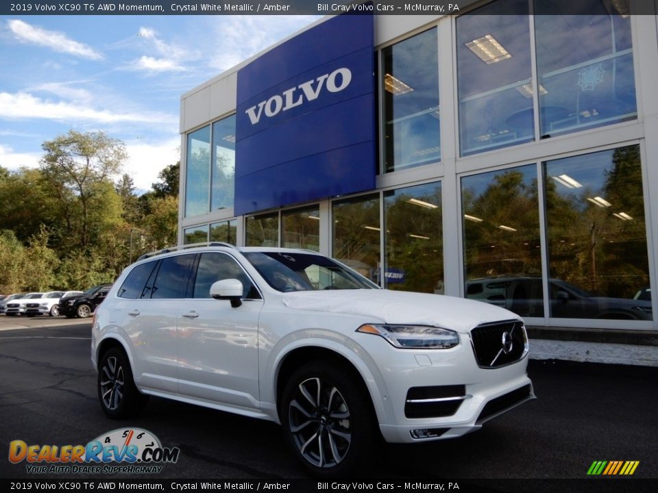2019 Volvo XC90 T6 AWD Momentum Crystal White Metallic / Amber Photo #1