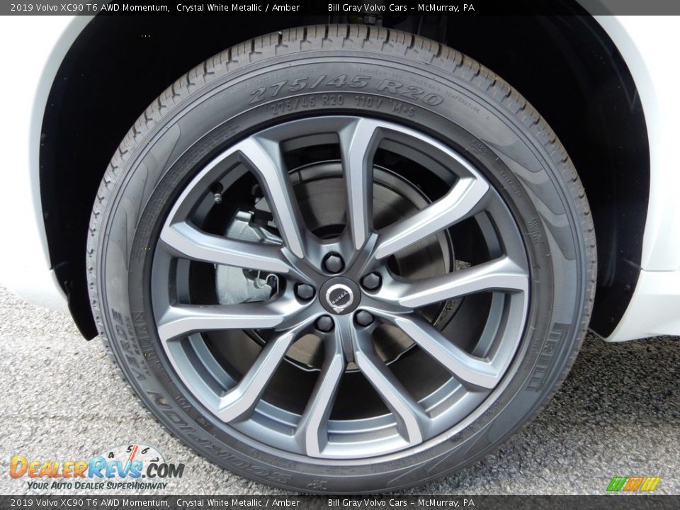 2019 Volvo XC90 T6 AWD Momentum Crystal White Metallic / Amber Photo #6