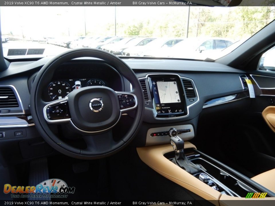 2019 Volvo XC90 T6 AWD Momentum Crystal White Metallic / Amber Photo #9