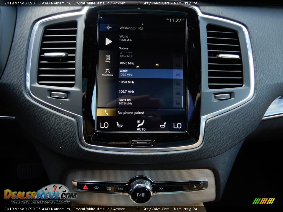 2019 Volvo XC90 T6 AWD Momentum Crystal White Metallic / Amber Photo #15