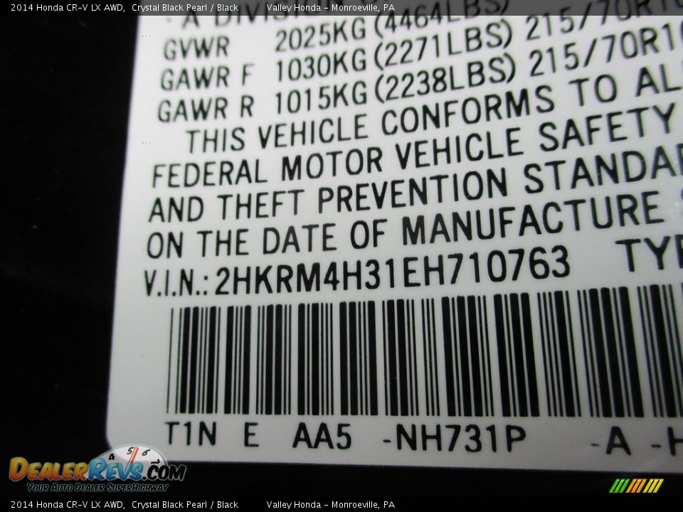 2014 Honda CR-V LX AWD Crystal Black Pearl / Black Photo #19